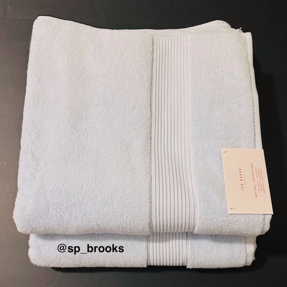 ๐2PC TED BAKER London Bath Towels -Powder Blue- Absorbent Super Plush Cotton
